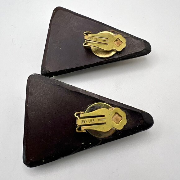 Jeff Lieb Tribal Runway X-Large CLIP Earrings - Picture 5 of 5